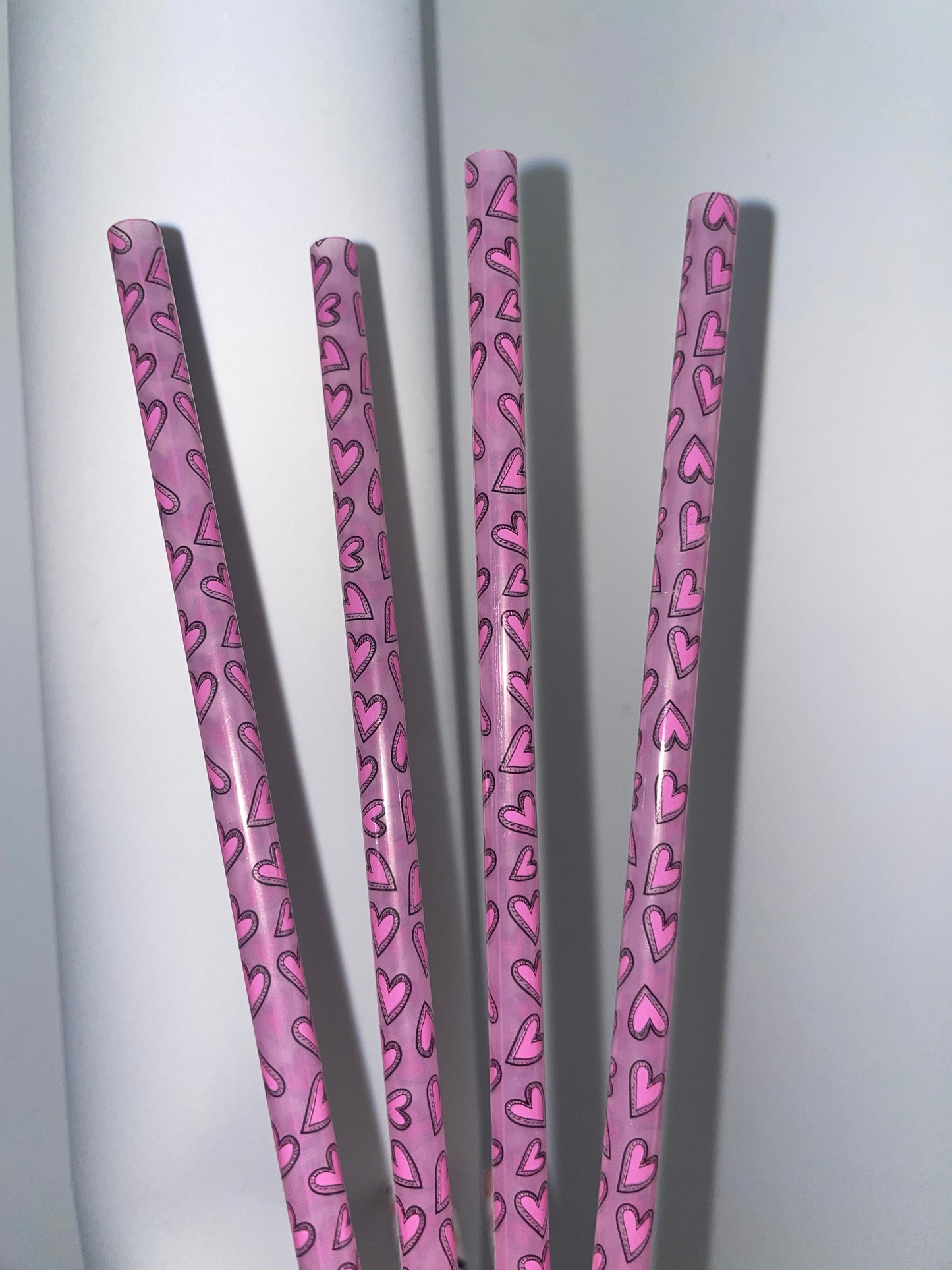 Pink Hearts Straw