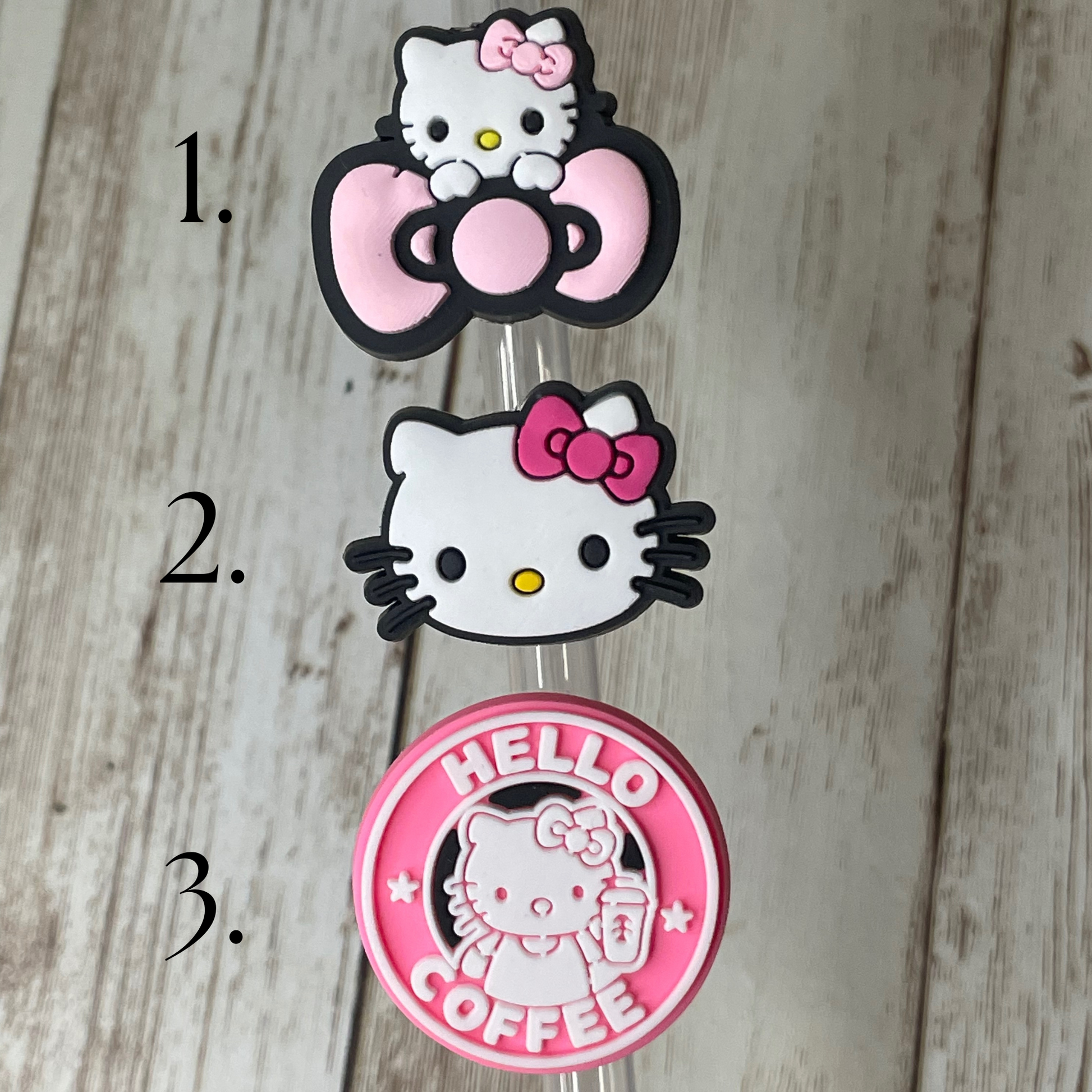 Making a cute Hello Kitty straw topper. Resin art straw toppers